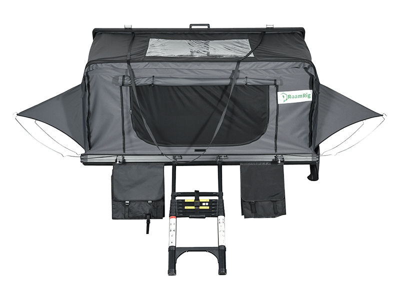 Campingtält på taket med stege Campingtält på taket med stege